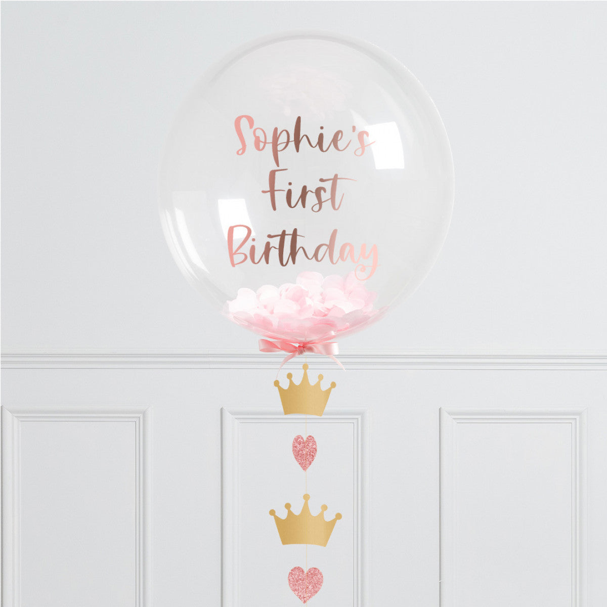 Personalised Helium Balloon Princess Confetti  Helium Bubble Balloon Elevate Your Celebration with Our Stunning Helium Bubble Balloon Bouquet