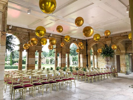 Ceiling Orbs Helium Balloons Gold 32-inches with Gold String - Perfect for Special Occasions!