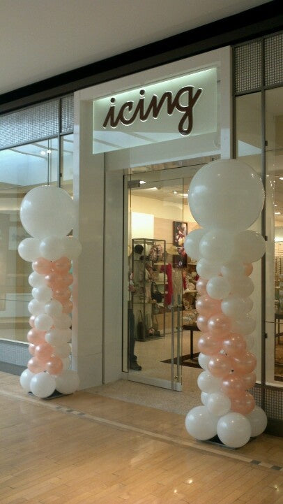 Personalised Company Logo Sticker Balloon Pink and White Pillar/Column/Tower - Corporate Event, Grand Opening, Company Event Perfect for special occasion!