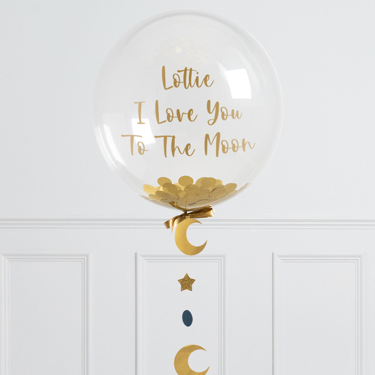 Personalised Helium Balloon Love You To The Moon Confetti Helium Bubble Balloon Elevate Your Celebration with Our Stunning Helium Bubble Balloon Bouquet