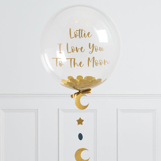 Personalised Helium Balloon Love You To The Moon Confetti Helium Bubble Balloon Elevate Your Celebration with Our Stunning Helium Bubble Balloon Bouquet