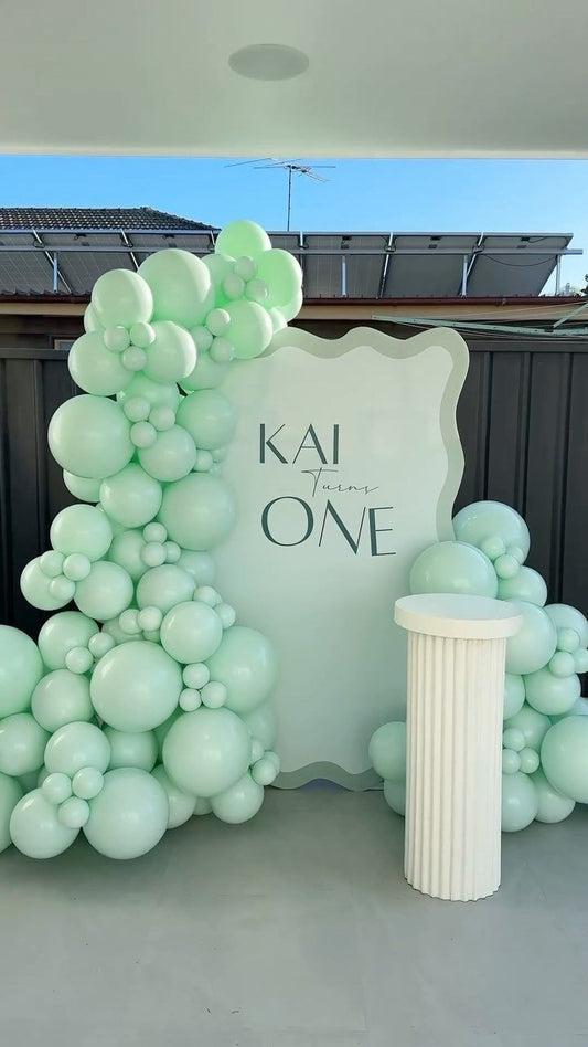 Customize Backdrop with Organic Balloon Garland Arrangement Mint Green - Perfect for special occasion