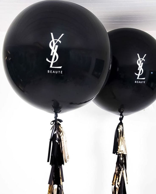 Balloon Black 36-inches with Customize Sticker and Tassels - Corporate Event, Grand Opening, Company Event Perfect for special occasion!