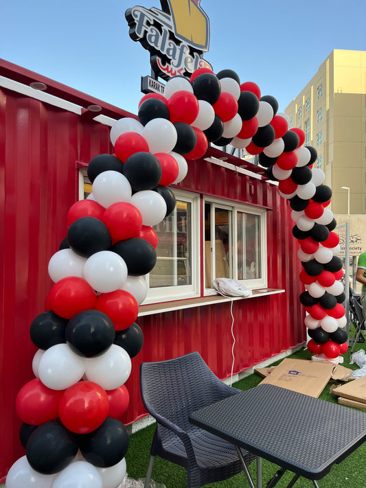 Balloon Red, White and Black Arch Decor Setup - Corporate Event, Grand Opening Perfect for special occasions