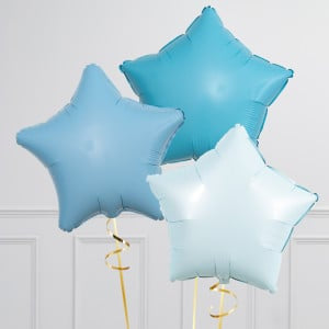 Bunch Sky Blue Color Way Star Foil Helium Balloons