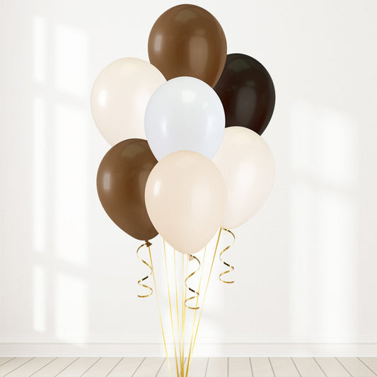 Sand White, White, Black and Brown Latex Helium Balloon Bunch - Perfect for any special occasions!