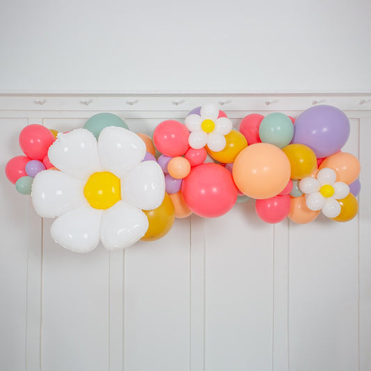 Mini Chain Balloon Yellow, Peach, Green with Flower Foil Customizable Design - Perfect for any Special Occasions
