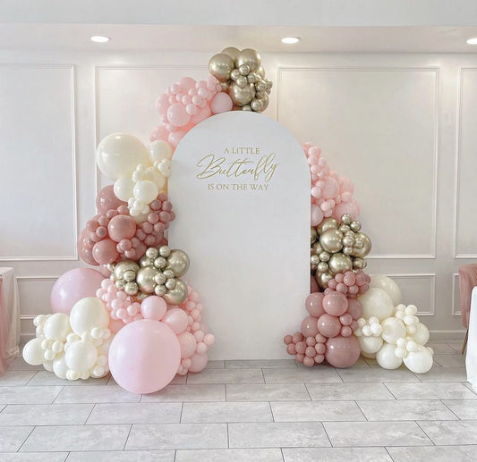 Customizable KT Board Backdrop with Balloon Muave, Pink, White and Light Gold Decor Setup - Perfect for special occasions