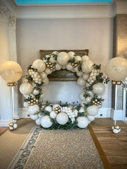 Personalised 36-inch with Stickers Helium Balloons with Round Balloon Chain White and GoldDecor Setup - Perfect for special occasions
