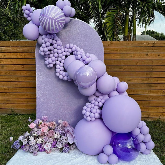 Customizable KT Board with Purple with Flowers Balloon Decor Setup - Perfect for special occasions