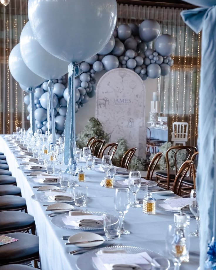 Customizable Helium Blue 18-inch with Ribbons Balloon Centerpiece - Perfect for any Occasions