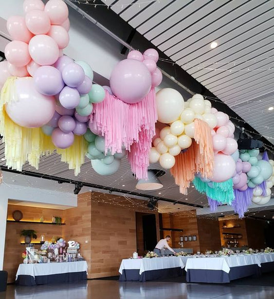 Pastel Color Streamer Backdrop with Balloon Pastel Color Decor Setup - Perfect for any celebration