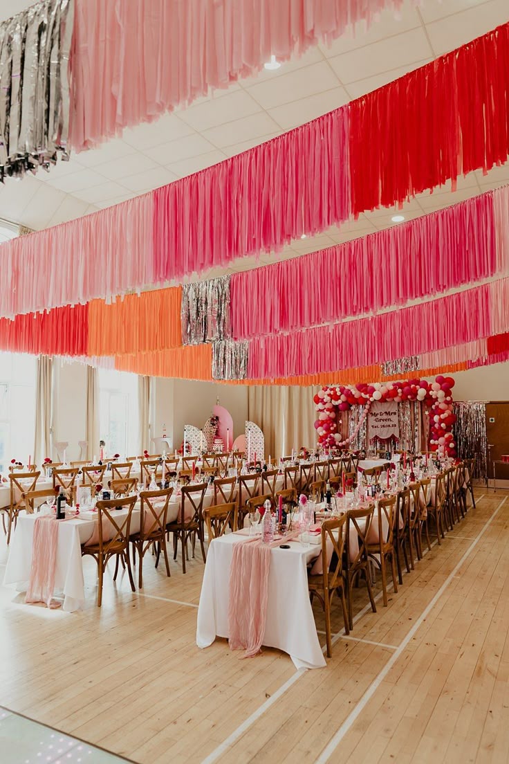 Pink, Red, Orange and Silver Streamer Backdrop Decor - Perfect for any celebration