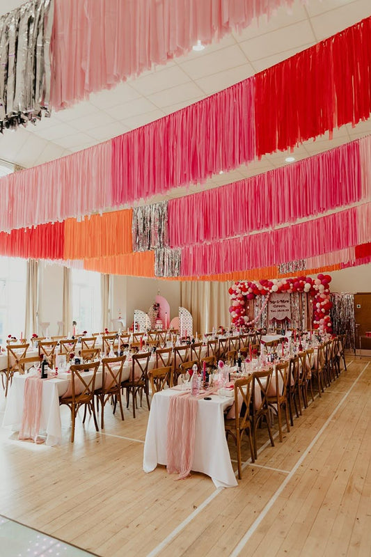 Pink, Red, Orange and Silver Streamer Backdrop Decor - Perfect for any celebration