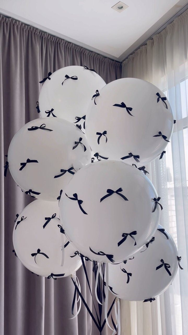 Personalised 6pcs White Helium Balloon 18-inch Latex with Ribbons - Perfect for any Occasions