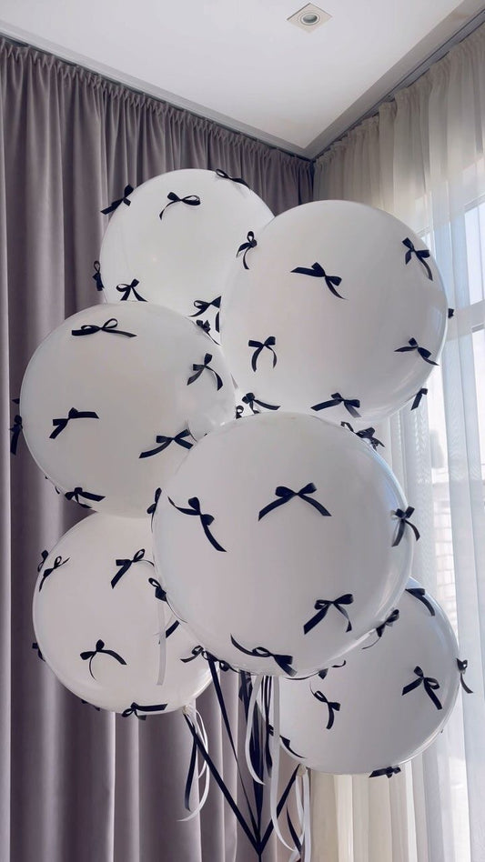 Personalised 6pcs White Helium Balloon 18-inch Latex with Ribbons - Perfect for any Occasions
