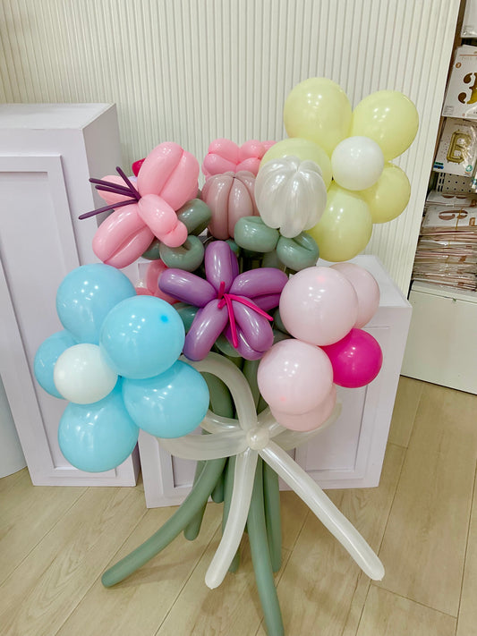 Balloon Bouquet Flowers Colors Blue, Yellow, Pink, Green, Purple and Mauve - Perfect for any special occasions!