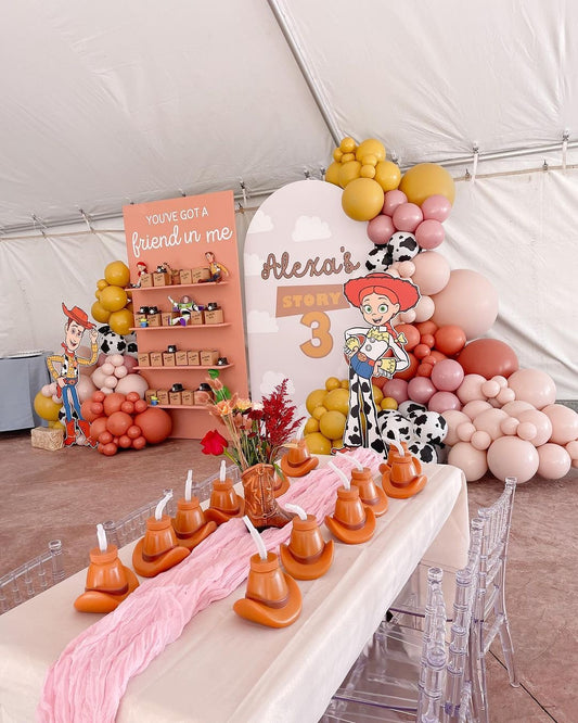 Full Set Customizable Board Backdrop with Balloon Animal Printed White and Pastel Colors with Toy Story Characters Standee - Toy Story-Themed Perfect for special occasions