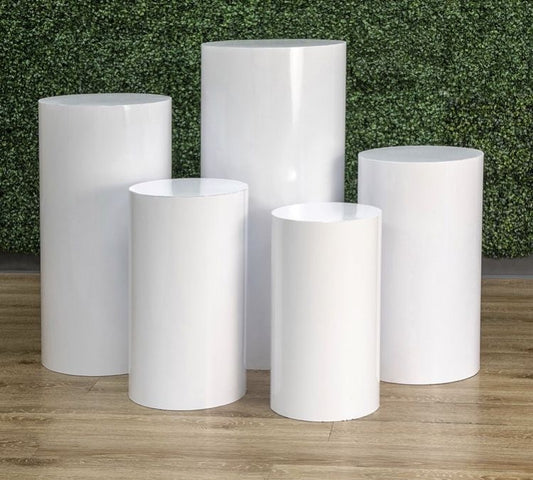 White Cylinder Cake Stand Rental