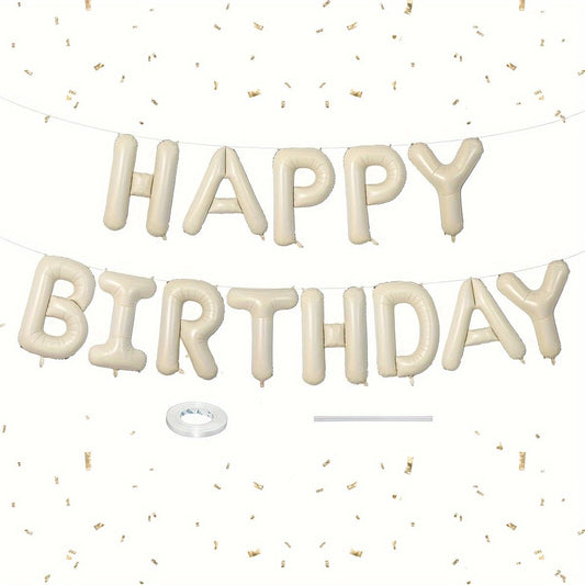 Happy Birthday Foil Balloon Banner Beige - Perfect for Birthdays!