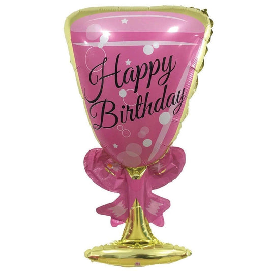 Pink Glass ‘Happy Birthday’ Helium Foil Balloon - Perfect for any celebration!