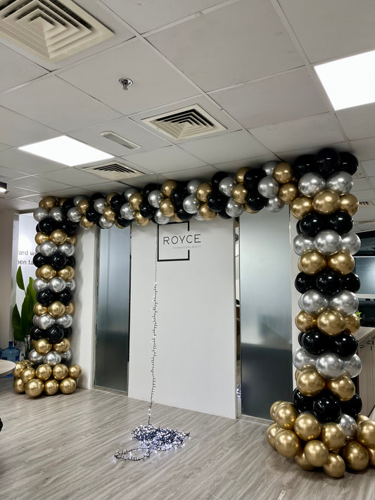 Company Event Arch Balloon Light Gold Silver Black - Customizable Design, Perfect for Company Event!