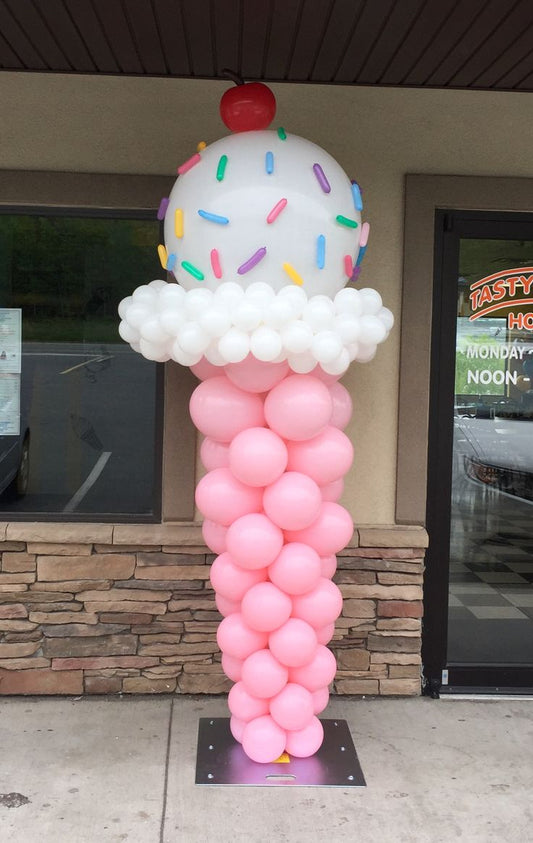 Balloon White and Pink Designed Ice cream with Blue, Orange, Red and Yellow Sprinkles Design - Ice Cream-Themed Perfect for special occasions!