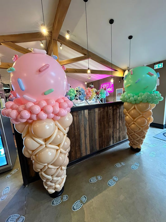 Balloon Green, Pink and Beige Designed Ice cream with White, Purple, Pink, Green and Blue Sprinkles Design - Ice Cream-Themed Perfect for special occasions