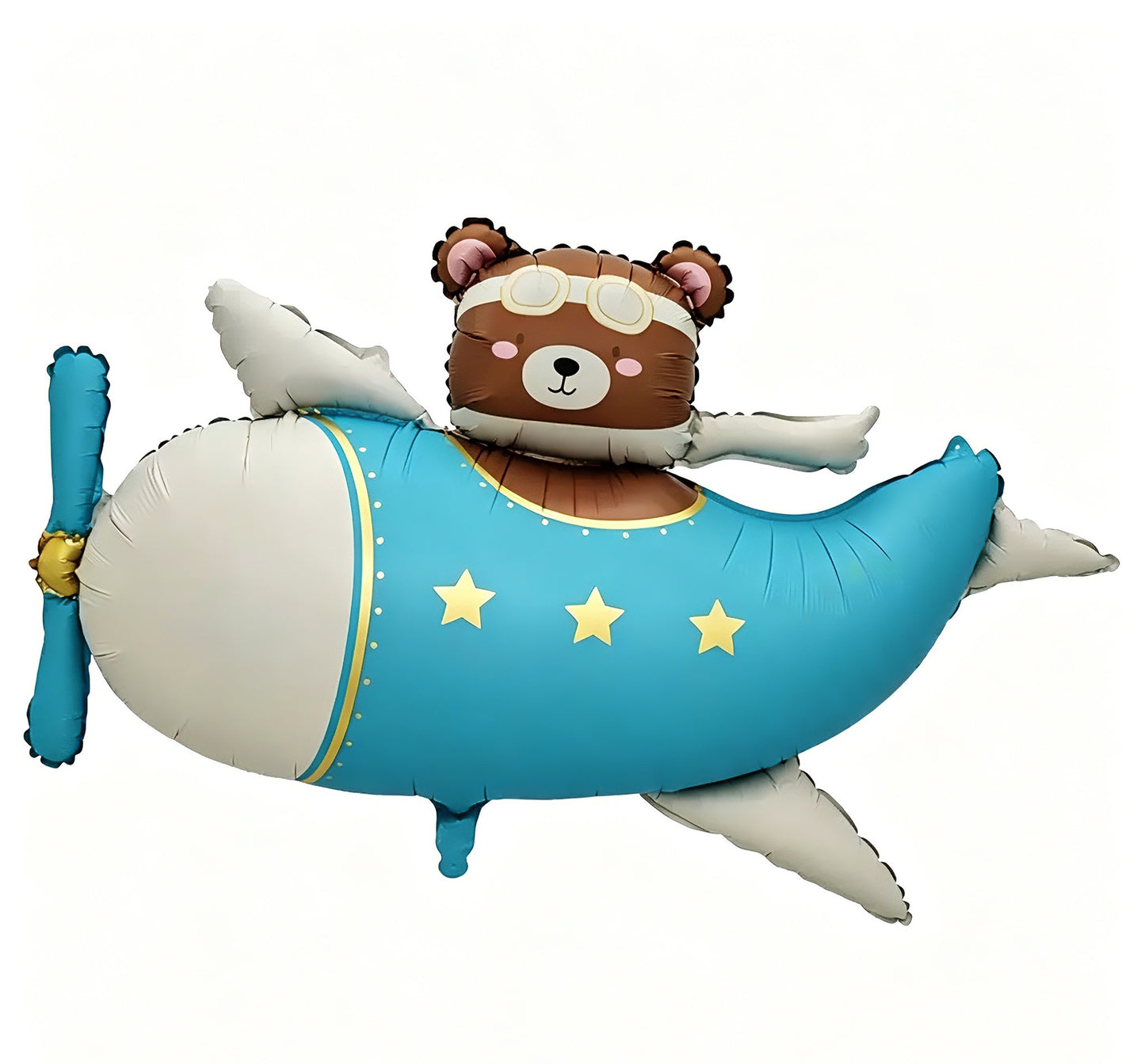 Brown Bear Blue Airplane Aircraft Plane Helium Foil Balloon - Perfect for any celebration!