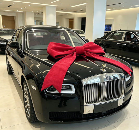 Large Red Car Gift Bow Ribbon – Luxury Car Decoration, Giant Gift Bow for Car Surprise, Birthday, Wedding, Christmas Present