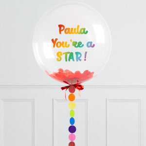 Personalised Helium Balloon Rainbow Circle Confetti Helium Bubble Balloon Elevate Your Celebration with Our Stunning Helium Bubble Balloon Bouquet