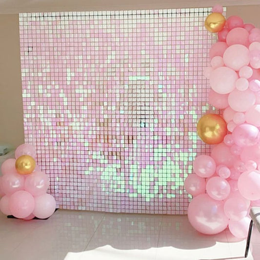 Pink Shimmer Wall Setup with Balloon Pink and White - Perfect for any Celebration