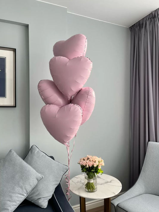 5pcs Pink Heart-Shaped Helium Foil Balloons - Valentine's, Anniversary Perfect for special occasions!