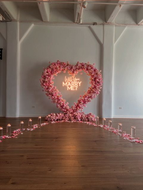 Artificial Flowers, Candles, Giant Pink Heart Artificial Flower, LED Acrylic and Heart-Shaped - Perfect for Proposal, Wedding, Anniversary special occasions! (Copy)