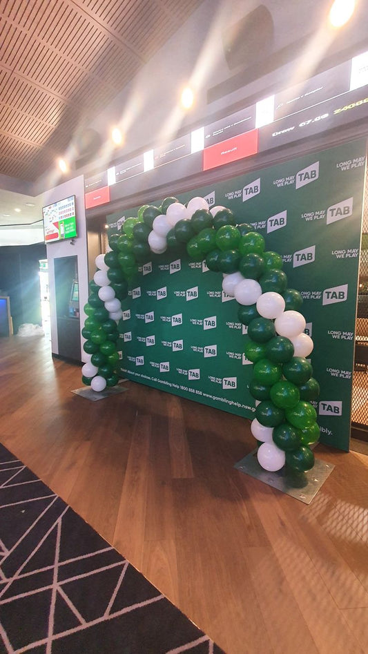 Balloon Arch Different Shades of Green and White Spiral Arrangement - Corporate Event, Grand Opening, Company Event Perfect for special occasion!