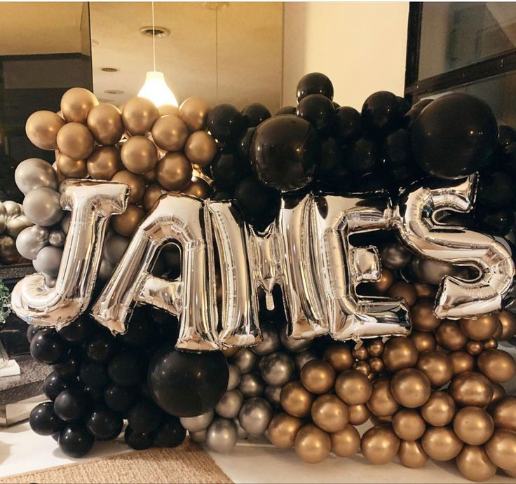 Balloon Wall Light Gold, Black and Silver and Letters Foil - Perfect for any Celebration