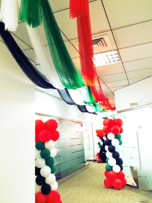 Balloon Green, Black, Gold and Red Pillar/Column/Tower – Perfect for UAE national Day!