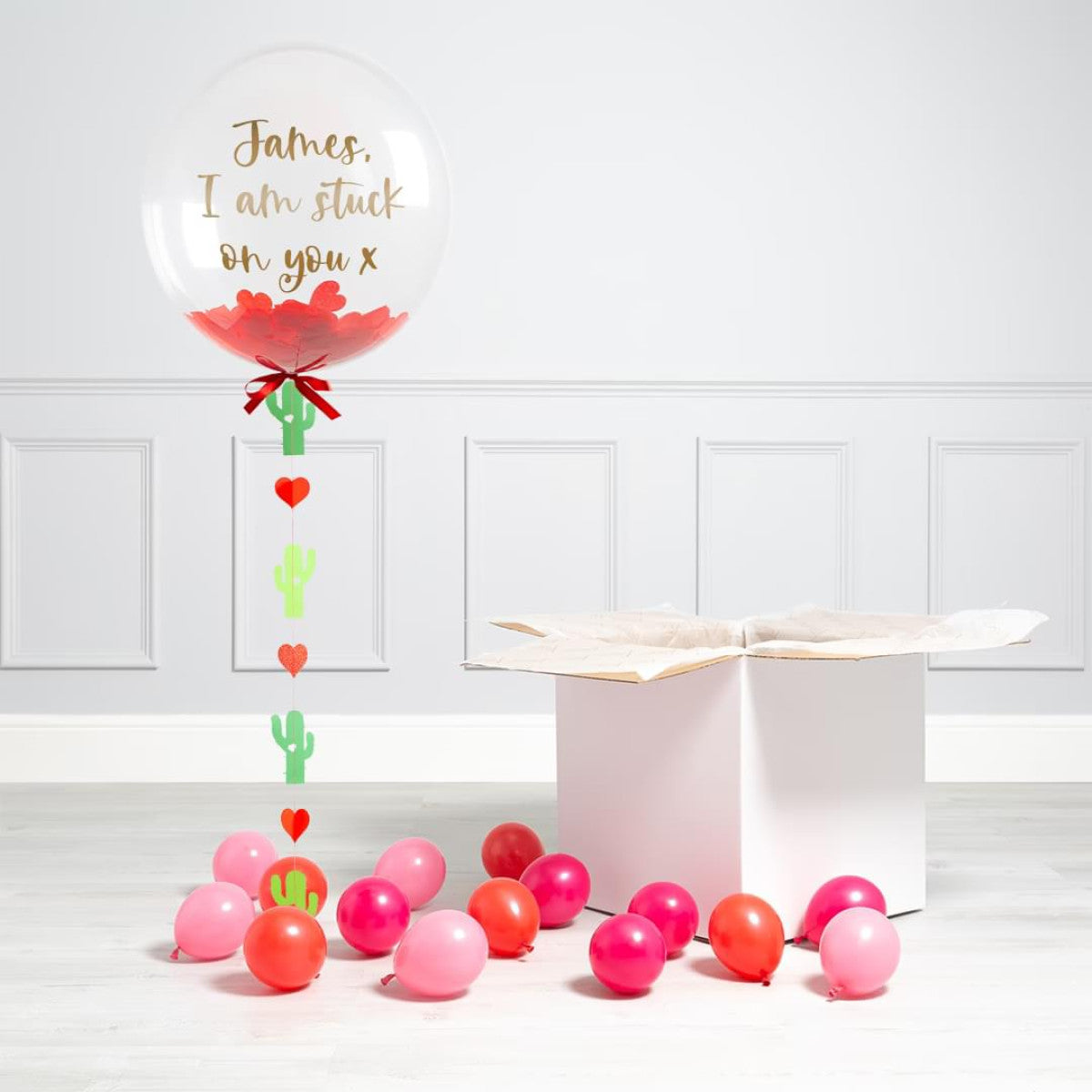 Personalised Helium Balloon Cactus Confetti Helium Bubble Balloon Elevate Your Celebration with Our Stunning Helium Bubble Balloon Bouquet