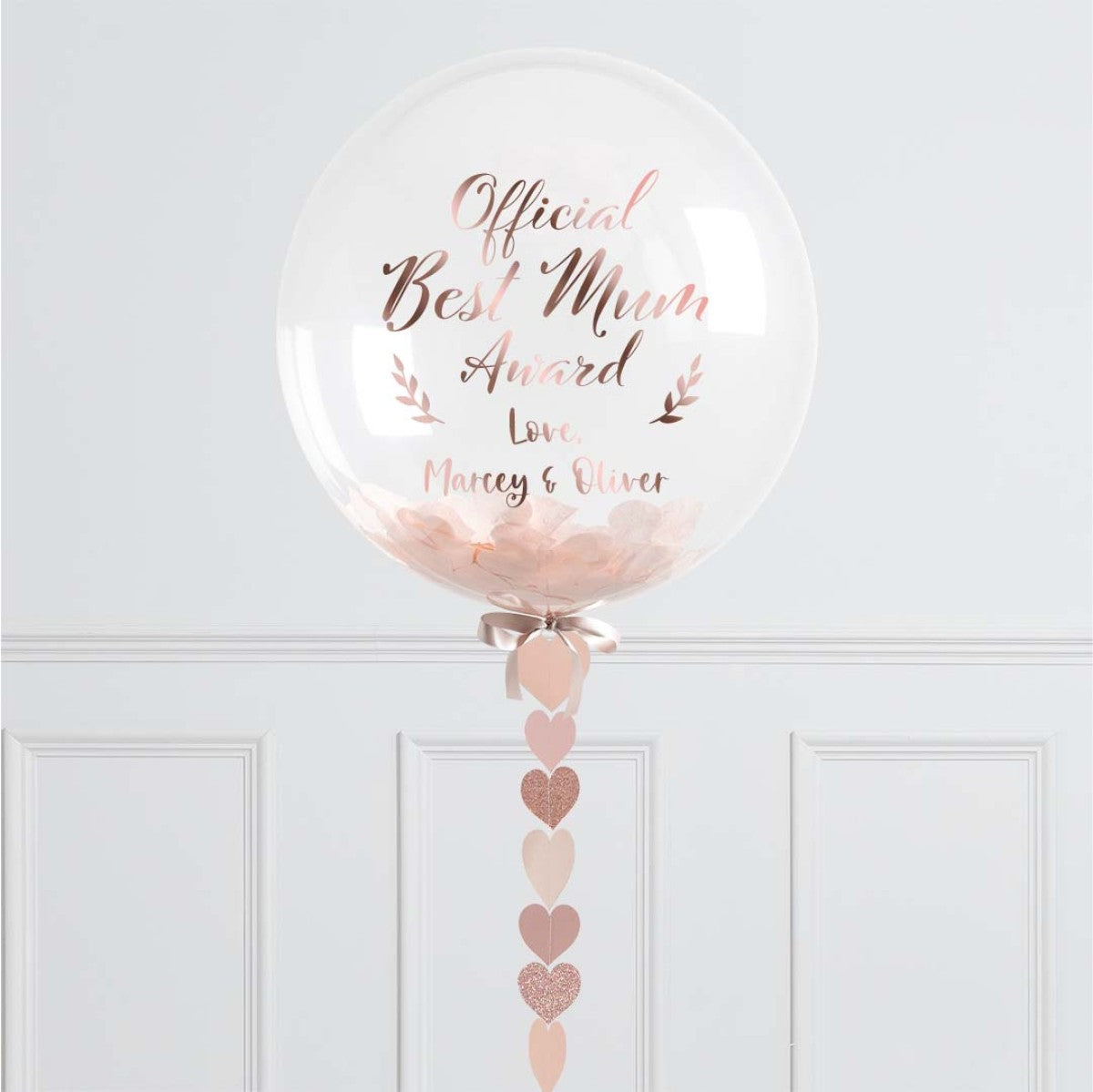 Personalised Helium Balloon Rose Gold Certificate Mother’s Day Confetti Helium Bubble Balloon Elevate Your Celebration with Our Stunning Helium Bubble Balloon Bouquet