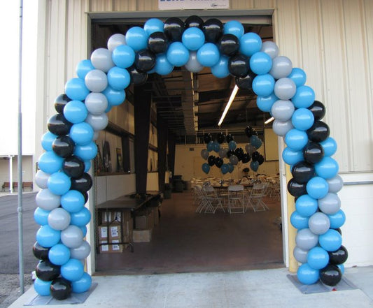 Balloon Arch Blue, Gray and Black Spiral Arrangement - Corporate Event, Grand Opening, Company Event Perfect for special occasion!