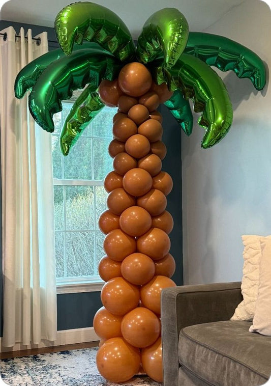 Customize Palm Tree Designed Balloons Green Palm Tree Leaves Foil and Brown Latex - Perfect for special occasion