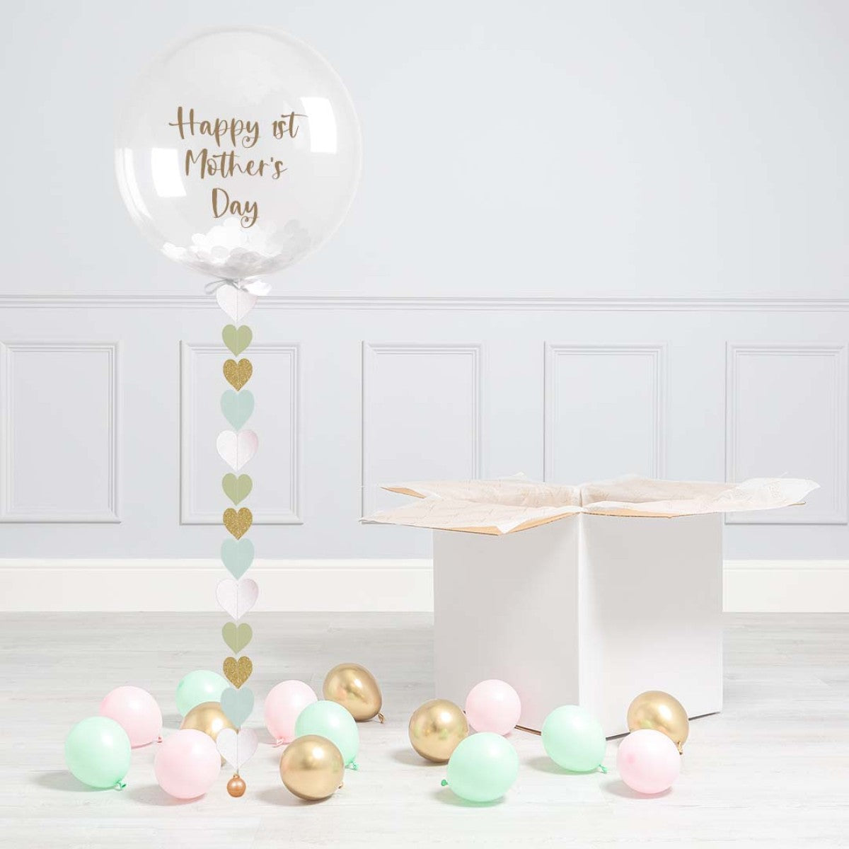 Personalised Rose Gold Tassel Mother’s Day Confetti Helium Bubble Balloon Elevate Your Celebration with Our Stunning Helium Bubble Balloon Bouquet