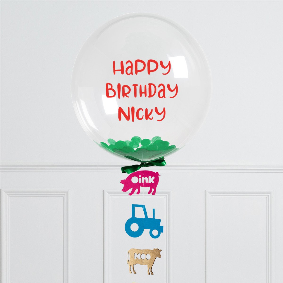 Personalised Helium Balloon Farmyard Confetti Helium Bubble Balloon Elevate Your Celebration with Our Stunning Helium Bubble Balloon Bouquet