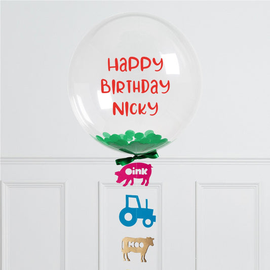 Personalised Helium Balloon Farmyard Confetti Helium Bubble Balloon Elevate Your Celebration with Our Stunning Helium Bubble Balloon Bouquet