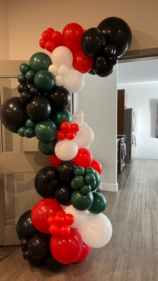 UAE National Day Balloon Red, White, Green and Black Half Arch Organic Chain - Perfect for UAE National Day!