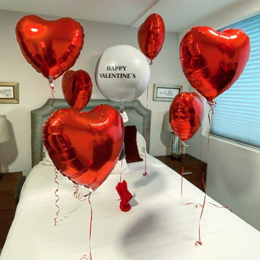 Personalised Helium White Orbs Balloons with Customize Sticker and red Heart-Shaped Foil - Perfect for any Occasions