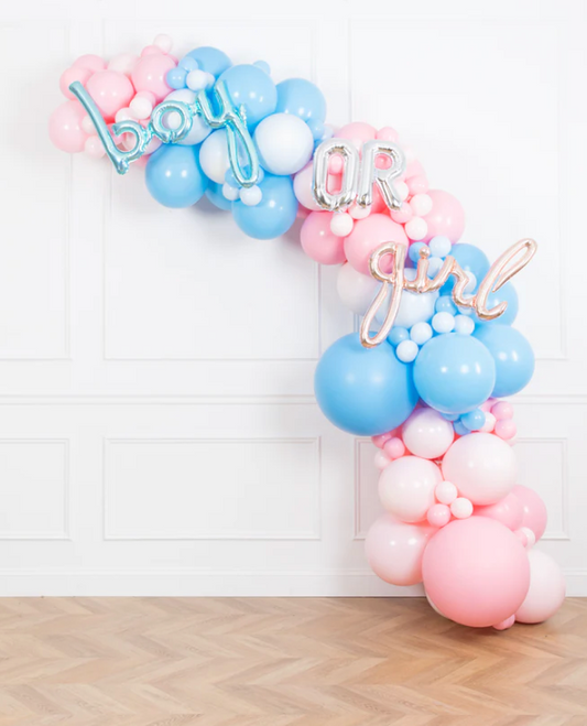 Boy or Girl Balloon Chain Gender Reveal Event Decor Blue Pink