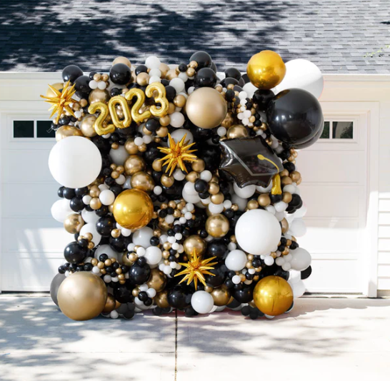 Graduation Balloon Wall Setup Event Decor Black