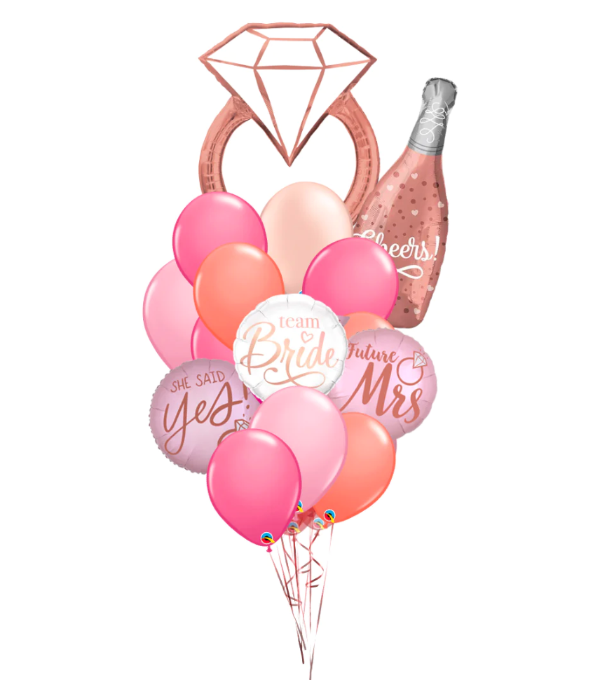 Future Mrs She Said Yes Engagement Party Proposal Set Helium Balloon Bouquet Pink