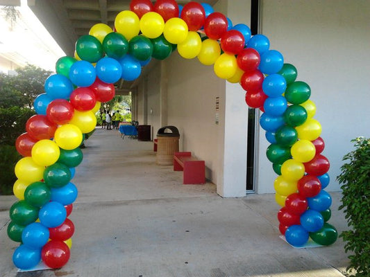 Balloon Arch Red, Blue, Green and Yellow Spiral Arrangement - Corporate Event, Grand Opening, Company Event Perfect for special occasion!